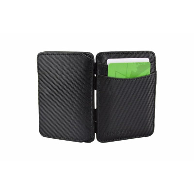 Ví Nam Hunterson Màu Carbon - Da thật 100% - sử dụng mở đóng khác biệt - kích thước 102 x 75 x 8 mm .Hàng chính hãng