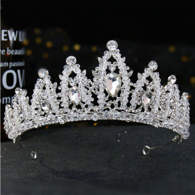 Combo vương miện đính đá cô dâu và lúp voan cài tóc trắng tinh khôi