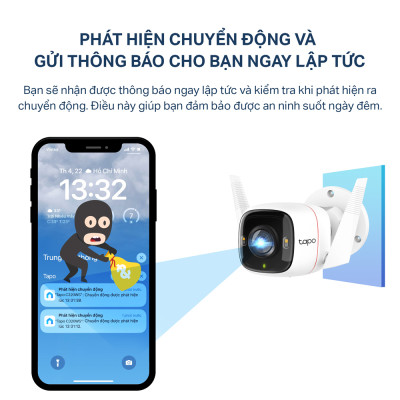 Camera Wifi Ngoài trời TP-Link Tapo C320WS - Độ phân giải 2K 4MP, Chống chịu thời tiết IP66, Có màu ban đêm, Còi báo động - HÀNG CHÍNH HÃNG