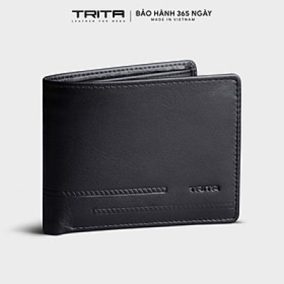 Ví nam da bò Trita ( Thời trang nam dáng ngang họa tiết sọc chéo - Ví da RVN17 )