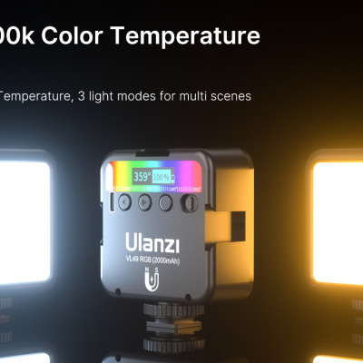 ULANZI VL49 RGB (2500-9000K) - HÀNG CHÍNH HÃNG - Đèn Led Đổi Màu RGB, tích hợp pin 2000mAh