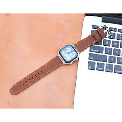 Dây da 2 lớp thay thế dành cho đồng hồ Casio AE1200 da bò sáp handmade