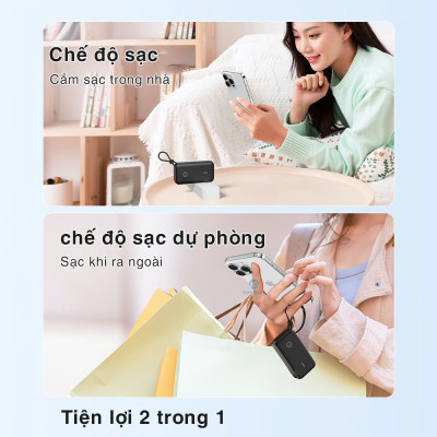 Pin sạc dự phòng ROCKSPACE Y30 10000mah sạc nhanh 22,5W tích hợp củ sạc, hàng chính hãng bảo hành 12 tháng 