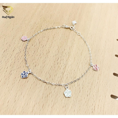 Lắc chân bạc Ý 925 Huệ Ngân -Hoa Hông Tình Yêu JL008