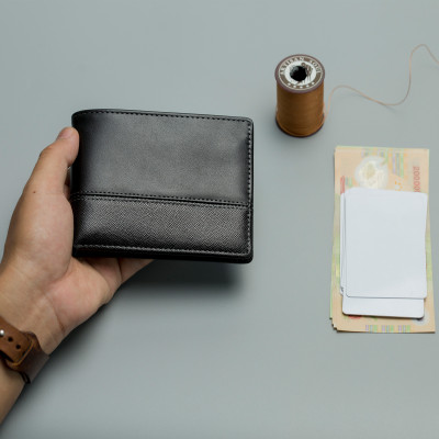 Ví nam da taiga phối da nappa cao cấp V142 - Bụi leather