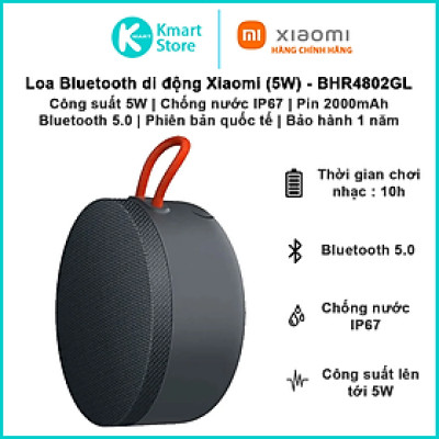 Loa Bluetooth ngoài trời Xiaomi BHR4802GL | Chống nước IP67 | Thời gian chơi nhạc 10h | Bản quốc tế | Bảo hành 1 năm | Hàng Chính Hãng
