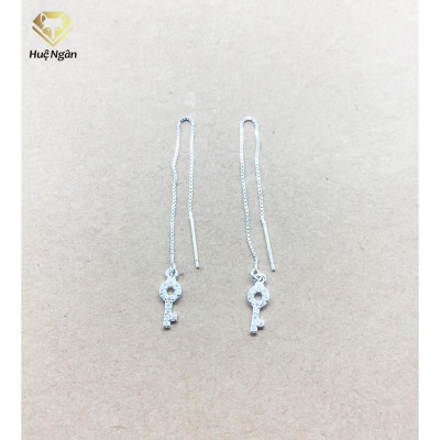 Bông tai bạc Ý 925 Huệ Ngân - Chìa khóa trái tim dáng dài RYE140981