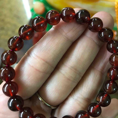 Chiếc Vòng Tay May Mắn Màu Đỏ Cam Đá Granet 8mm Tự Nhiên Nữ Mệnh Hoả Thổ