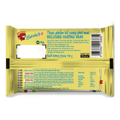 [Chỉ giao HCM] Combo 3 gói Phô Mai Vuông Belcube - Vị Vani (15 Viên) - Hỗ Trợ Hệ Miễn Dịch