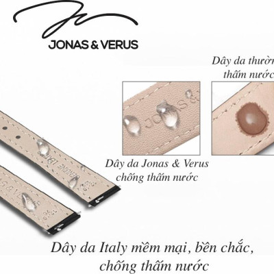 Đồng hồ đeo tay Nam hiệu JONAS & VERUS Y01646-Q3.GGBLB, Máy Pin (Quartz), Kính Sapphire, Dây da Italy