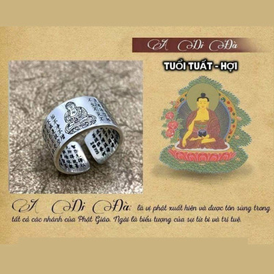 Nhẫn Nam Bạc Thái Phật Bản Mệnh A Di Đà Tuổi Tuất , Hợi BẠC HIỂU MINH NA543-TH