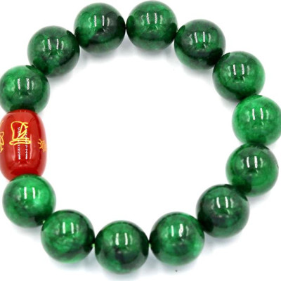 Vòng tay chuỗi hạt cẩm thạch đông ninh 14 ly Thái tuế phù DTTH26