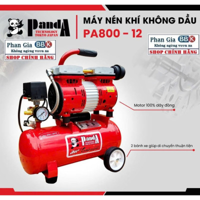 [chính hãƞg] Máy nén khí không dầu PANDA 12L (PA 800\12) 100% dây đồng, Bảo hành 1 Năm