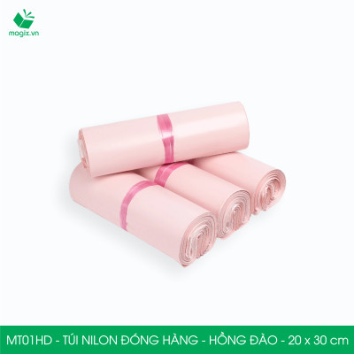 MT21HD - 32x45 cm  - Túi nilon gói hàng - 200 túi niêm phong đóng hàng màu hồng đào