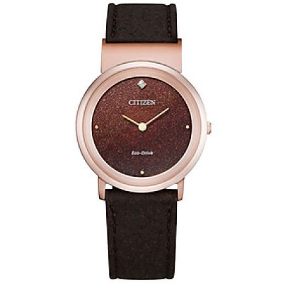 Đồng Hồ Nữ Citizen Đính Kim Cương Dây Da EG7072-19X - Mặt Nâu (Sapphire)