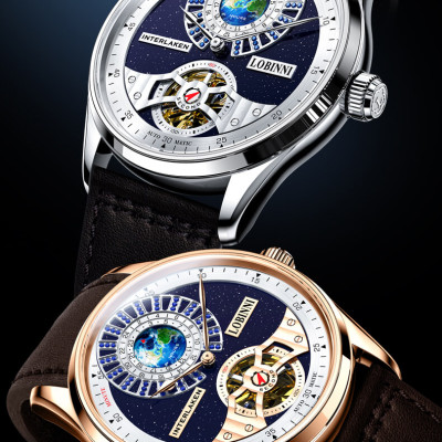 Đồng Hồ Nam LOBINNI No.16038-2 Chính Hãng Fullbox BH 24T Chịu Nước 50m Kính Chống Xước Dây Da Cao Cấp (Máy Cơ Tự Động)