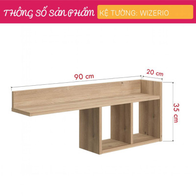 Giá sách treo tường bằng gỗ hiện đại SMLIFE Wizerio