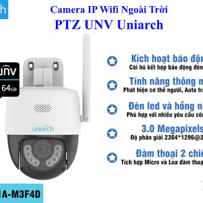 Camera IP Wifi PTZ UNV Uniarch 3MP UHO-P1A-M3F4D đàm thoại 2 chiều, Có Màu Đêm  - Hàng chính hãng