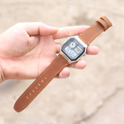 Dây da 2 lớp thay thế dành cho đồng hồ Casio AE1200 da bò sáp handmade