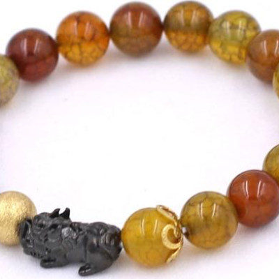 Chuỗi hạt đeo tay Đá Vân Rồng size 8 ly, 10 ly, 12 ly - Vòng tay Tỳ Hưu Đôi inox đen VVRTHHEV8