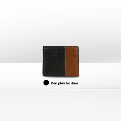Ví da nam gập đôi phom ngang phối màu nhiều ngăn IDIGO MW1-5046