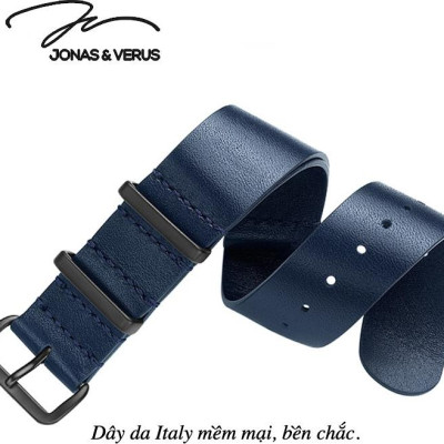 Đồng hồ đeo tay Nam hiệu JONAS & VERUS Y01646-Q3.BBBLL, Máy Pin (Quartz), Kính Sapphire, Dây da Italy