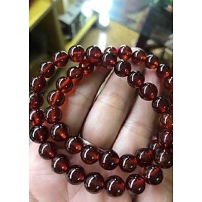 Chiếc Vòng Tay May Mắn Màu Đỏ Cam Đá Granet 8mm Tự Nhiên Nữ Mệnh Hoả Thổ