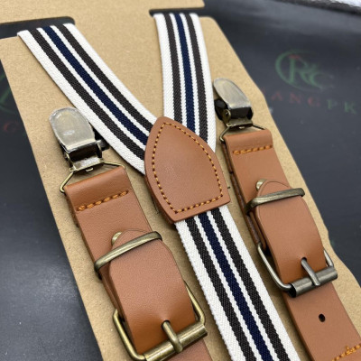 Dây đai chữ Y Nam nữ kẻ dây thun đính da khóa đồng Phụ kiện cưới Giang