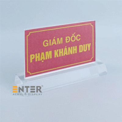 Kệ mica 2 mặt Enter E17A LR 8.5x15cm, đế 5.5x17cm dày 20mm vát 2 cạnh