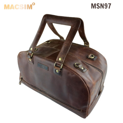 [Túi Da Thật Du Lịch Macsim MSN97 màu nâu – Da Bò Nguyên Miếng | Cổ Điển – Thủ Công – Chính Hãng]