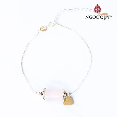 Lắc bạc đốt trụ thạch anh hồng mệnh hỏa, thổ - Ngọc Quý Gemstones