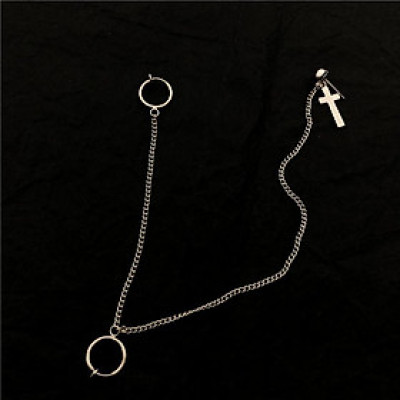 Bông tai unisex dáng dây chuyền ba chỗ đeo ngầu bá cháy