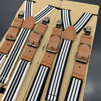 Dây đai chữ Y Nam nữ kẻ dây thun đính da khóa đồng Phụ kiện cưới Giang