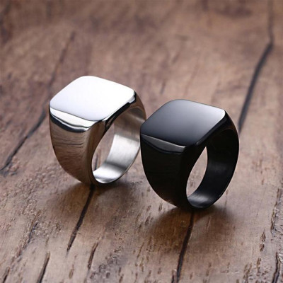 Nhẫn nam titan thời trang mặt trơn vuông to cao cấp thép không gỉ trangsucpt màu mạ vàng PTNNA24