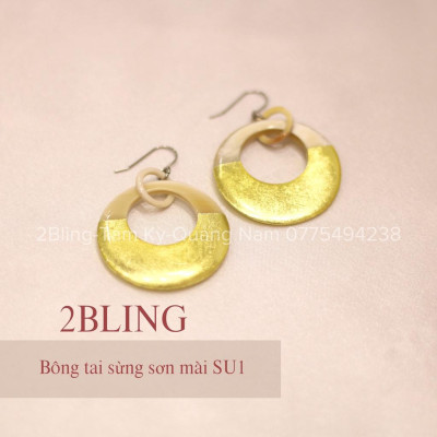 Bông tai sừng kết hợp sơn mài 2BLING thời trang SU12