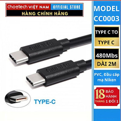 Cáp sạc Choetech CC000 nhanh Type C to Type C 3A Series (Hàng chính hãng)