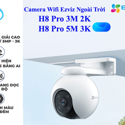 Camera Wifi Ezviz H8 3M 2K Quay 360 độ, Tính hợp AI, Đàm Thoại 2 Chiều, Có Màu Đêm - Hàng chính hãng