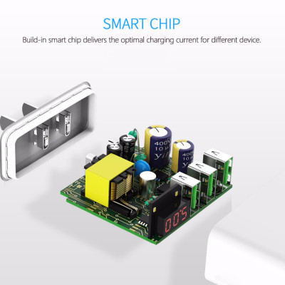 Cóc củ sạc nhanh 3 cổng USB hiệu CHOETECH C0026US cho điện thoại / máy tính bảng Samsung iPhone Huawei Oppo Xiaomi (sạc nhanh 2.4A / Port, 3 Port USB, Max 3A, trang bị LED hiển thị) - hàng chính hãng