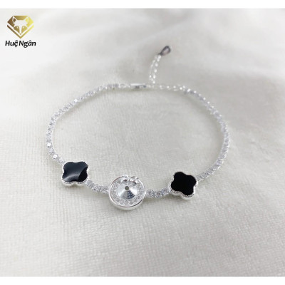 Lắc tay bạc 925 Huệ Ngân - Cỏ Bốn Lá May Mắn X13