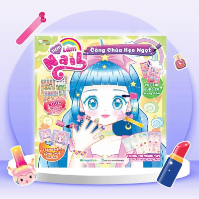 Sách Tiệm làm nail - Công chúa kẹo ngọt (400+ stickers dễ thương) - Sách bóc dán sticker cho bé gái - Megabook