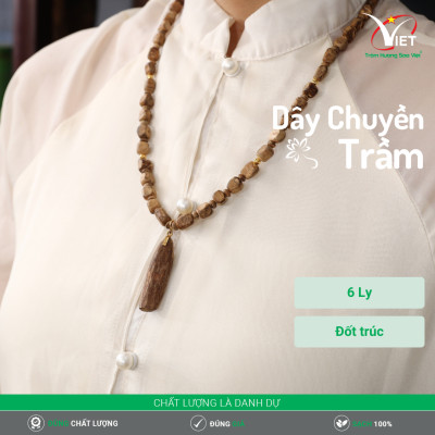 Dây Chuyền Trầm Thiên Nhiên Kiểu Đốt Trúc Ngắn