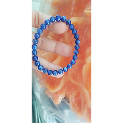 Vòng tay nữ đá  kyanite tự nhiên hay đá Sapphire nước xanh dương Đậm bóng đẹp 6mm nữ mệnh Thủy mệnh Mộc đeo ạ