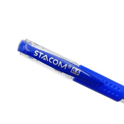 Bút Bi 0.5 mm Thân Trong - Nắp Gài - Stacom GP2015 - Mực Xanh