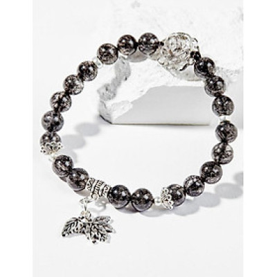 Vòng Tay Phong Thủy Nữ Đá Thạch Anh Tóc Đen Phối Charm Lá Bạc (6mm) Mệnh Thủy, Mộc Ngọc Quý Gemstones