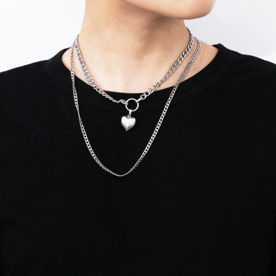 Vòng cổ nam nữ 2 lớp thép cool ngầu