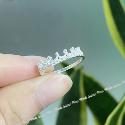 Nhẫn Nữ Bạc 925 Vương Miện Đính Đá Nhân Tạo Cao Cấp Sáng Đẹp Chính Hãng Bạc Hiểu Minh NU512