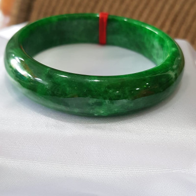 Vòng Tay Đá cẩm thạch Bản HEST I 52mm Xanh Sơn Thủy Đậm bóng đẹp Size 52mm x cao 13mm x dầy 7mm Nữ mệnh Thủy Mộc 51kg - 55kg đeo ạ