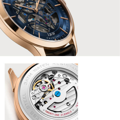 Đồng Hồ Nam I&W Carnival 524G1 Chính Hãng Full Box Chống Nước Kính Chống Xước Dây Da Cao Cấp BH 24T (Máy Cơ Tự Động)