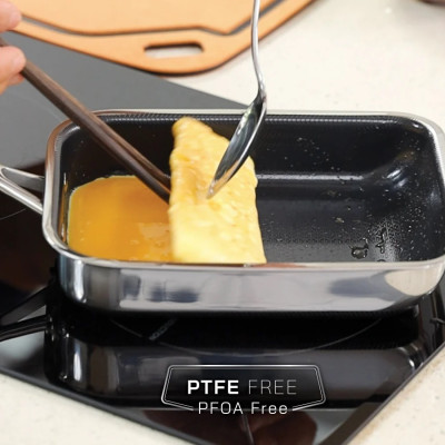 [Hàng chính hãng-iMat hybrid] Chảo chiên  trứng vuông 15cm iMat Hybrid, chống dính gốm Ceramic đen 