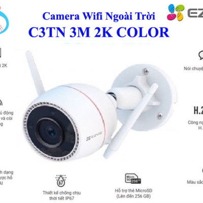 Camera Wifi Ngoài Trời EZVIZ C3TN 3M 2K Color Night Vision, Có màu ban đêm, đàm thoại 2 chiều - Hàng chính hãng